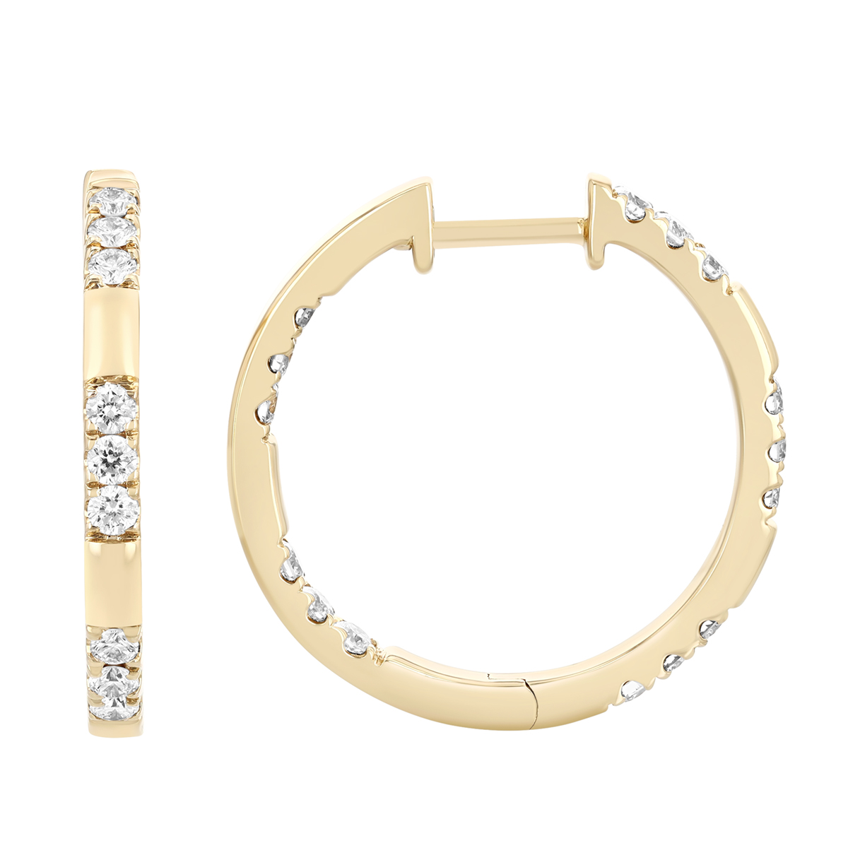 Diamond Cluster In & Out Hoop Earrings in Yellow Gold