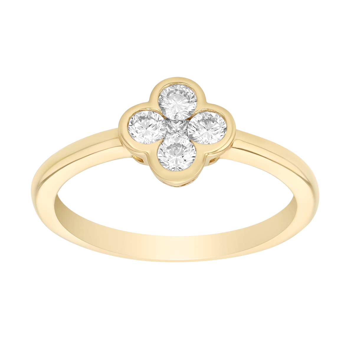 Diamond Cluster Clover Ring in Yellow Gold