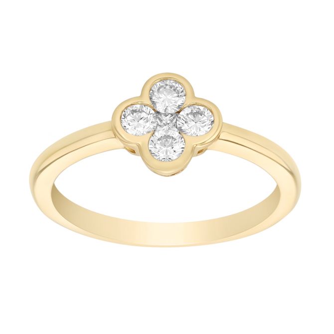 Diamond Cluster Clover Ring in Yellow Gold