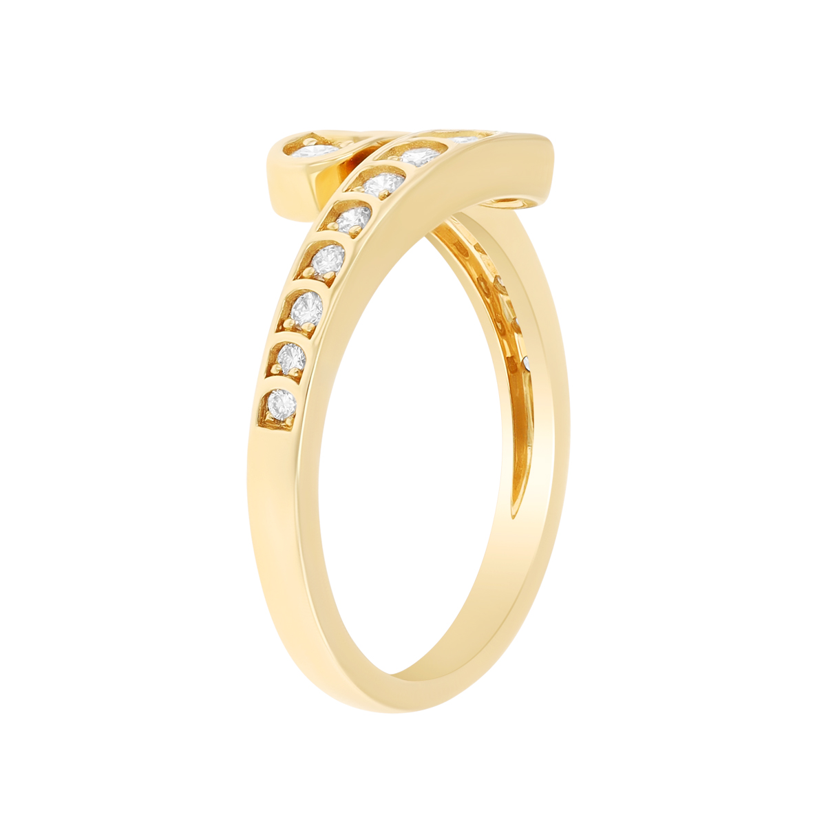 Graduated Diamond Sectioned Bypass Ring in Yellow Gold