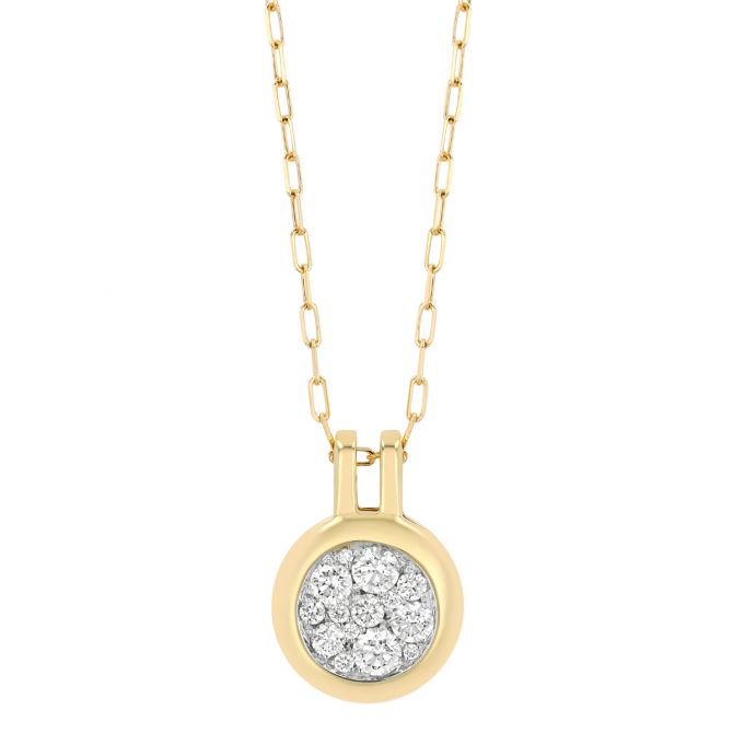 Frederic Sage Diamond Cluster Round Pendant in Yellow Gold, 18"