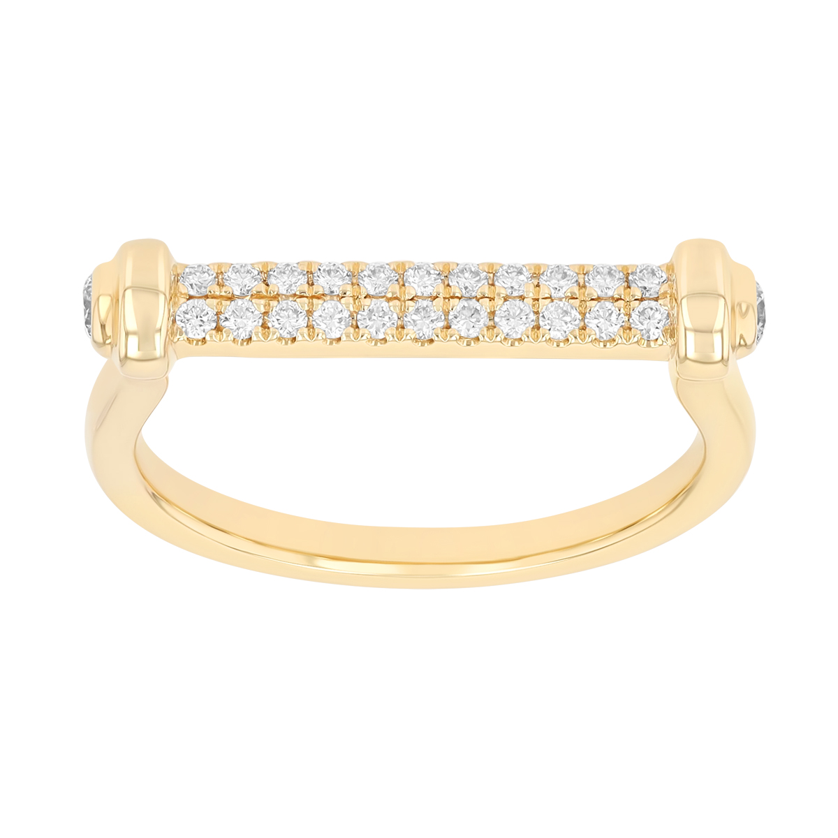 Damond Pavé Bar Ring in Yellow Gold