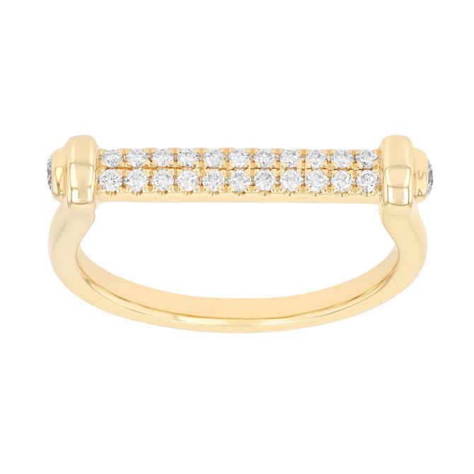 Damond Pavé Bar Ring in Yellow Gold