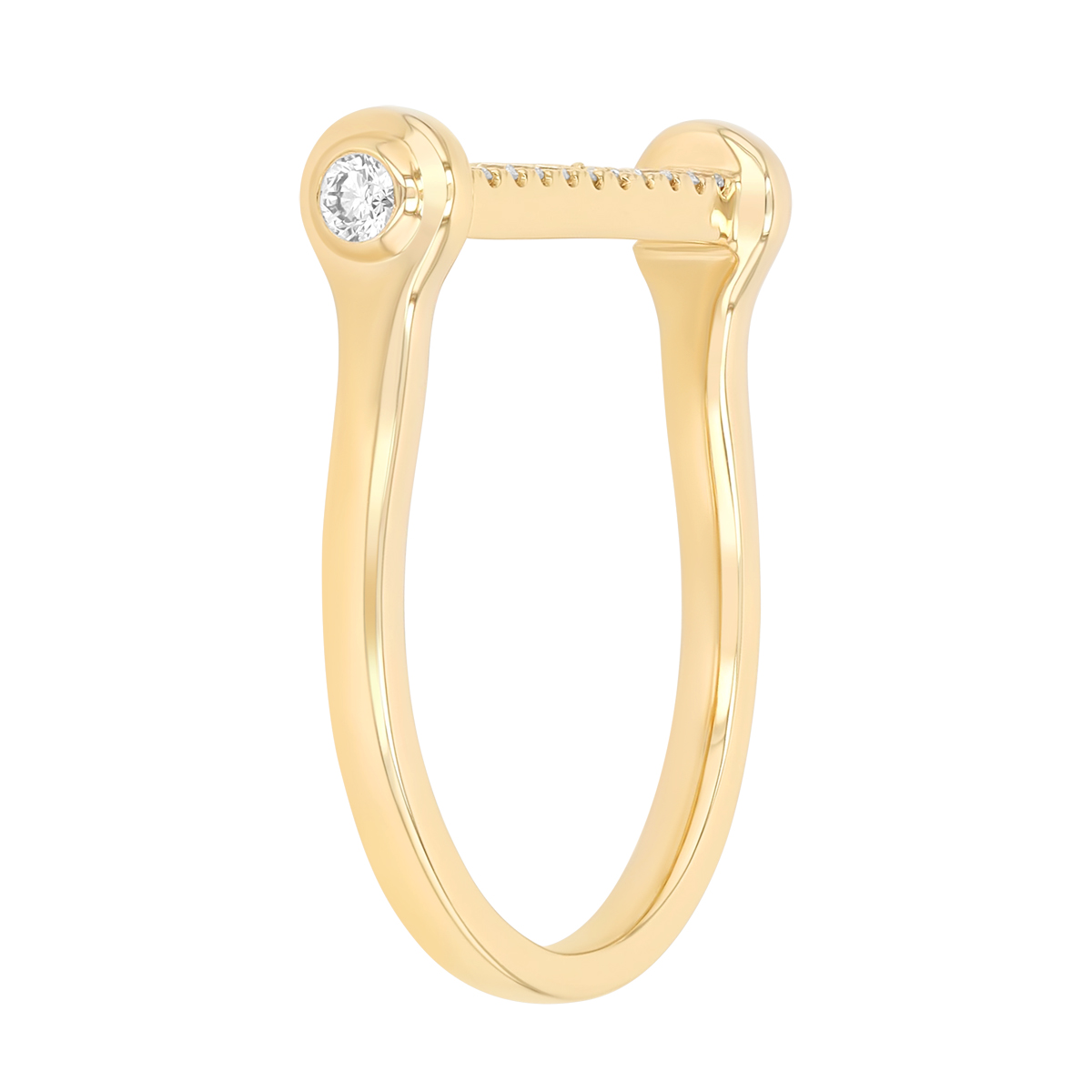 Damond Pavé Bar Ring in Yellow Gold