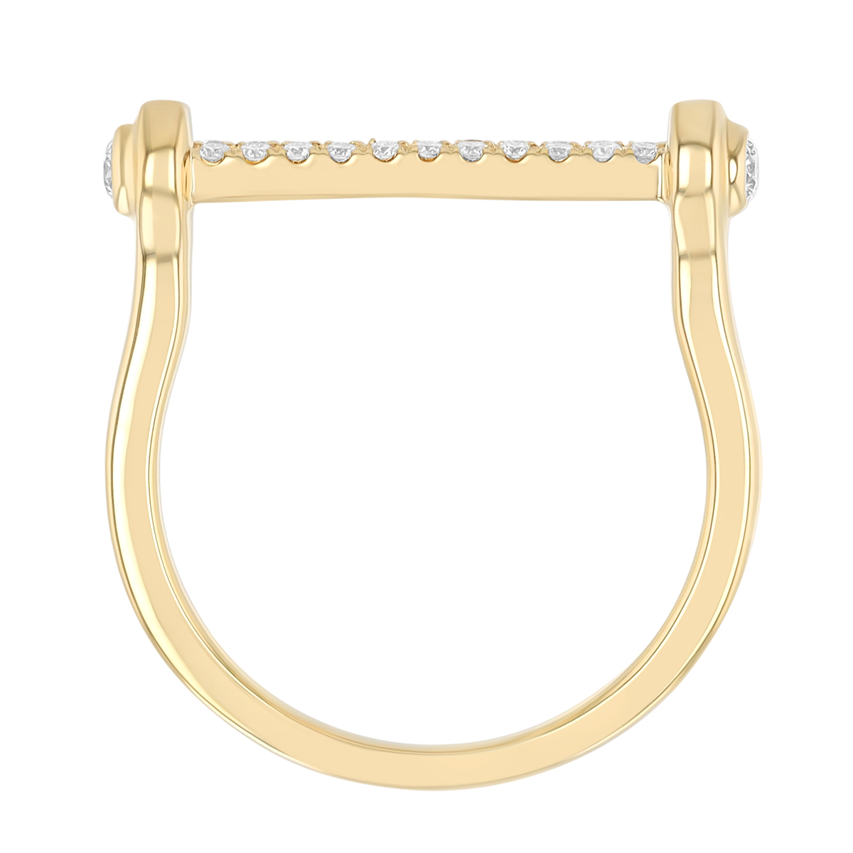 Damond Pavé Bar Ring in Yellow Gold
