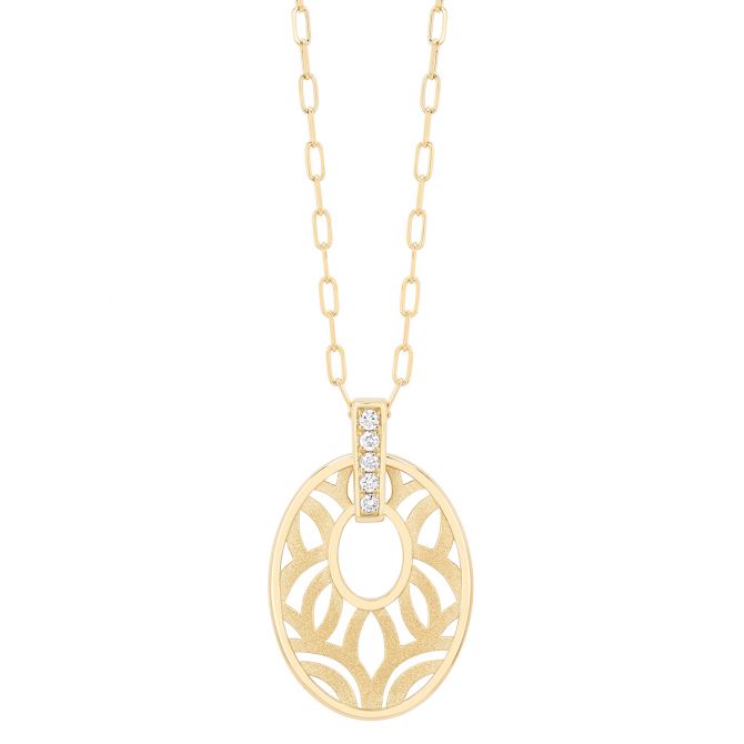 Frederic Sage Bellagio Yellow Gold Oval Pendant with Diamond Bail, 18"