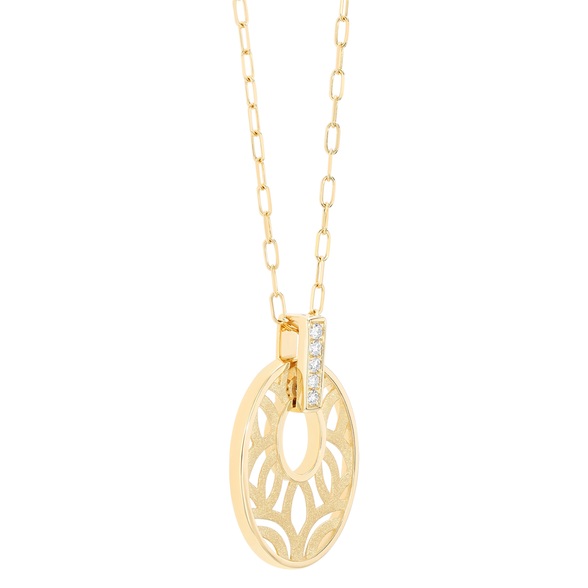 Frederic Sage Bellagio Yellow Gold Oval Pendant with Diamond Bail, 18