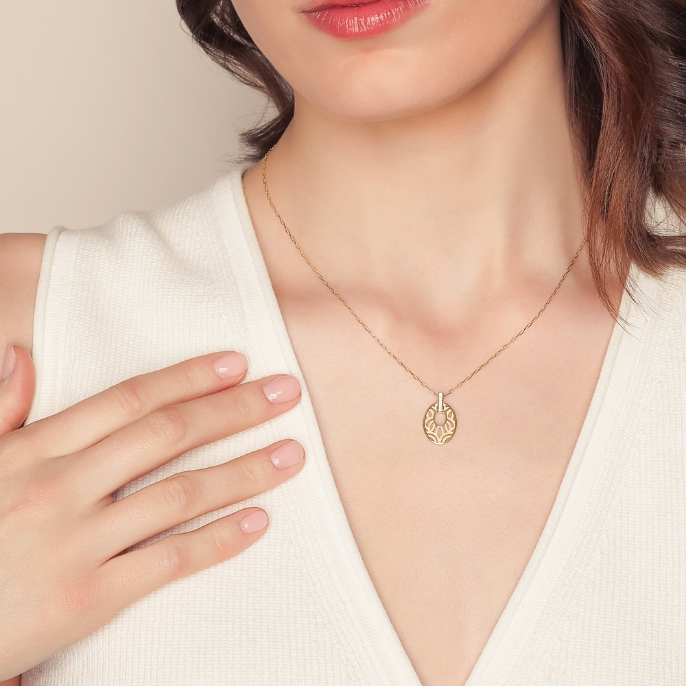Frederic Sage Bellagio Yellow Gold Oval Pendant with Diamond Bail, 18