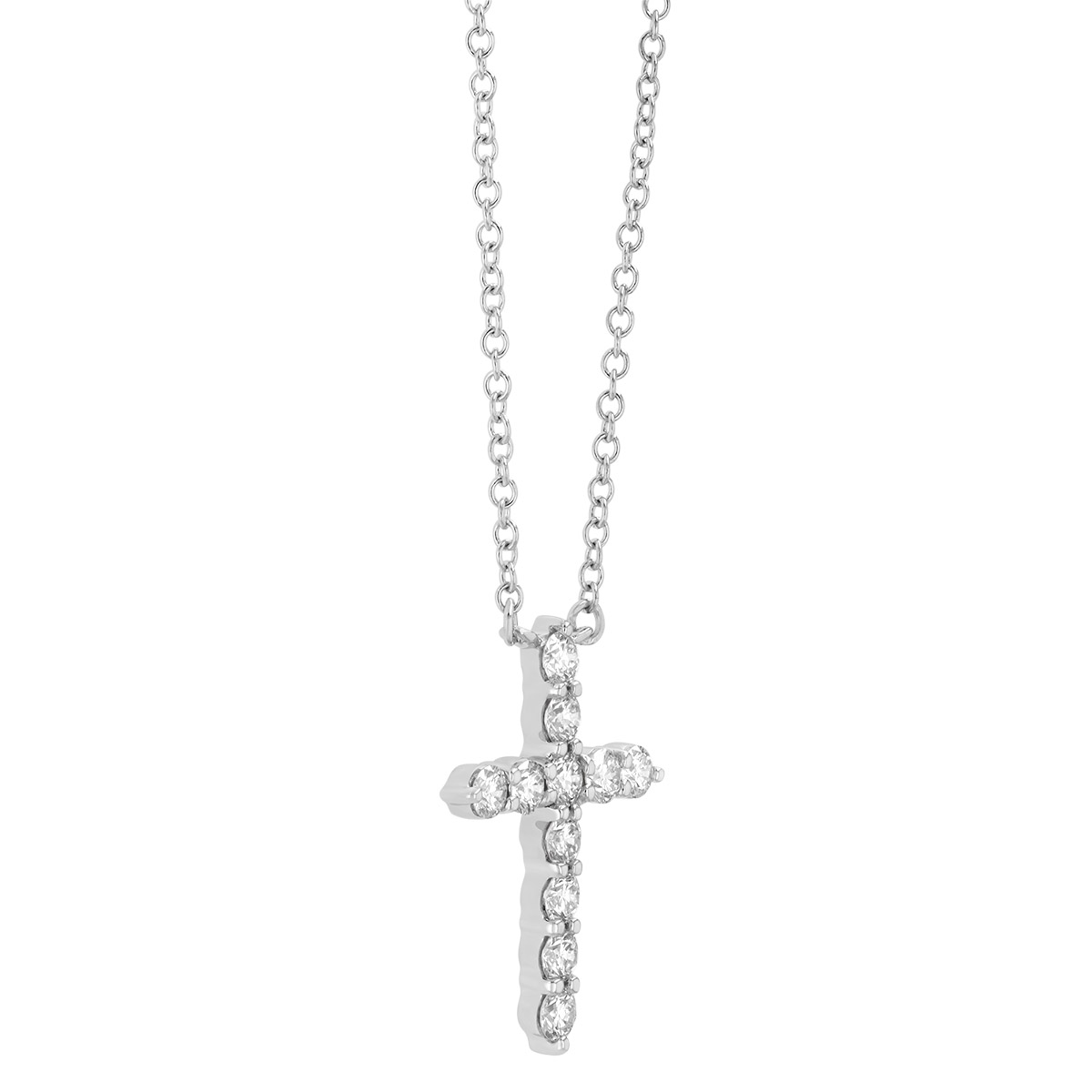 Kwiat Diamond Cross Pendant in White Gold, 16