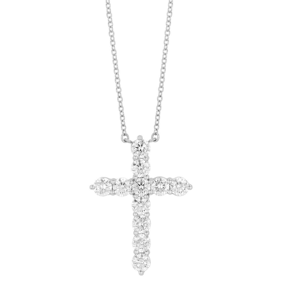 Kwiat Round Diamond Cross Pendant in Platinum, 16