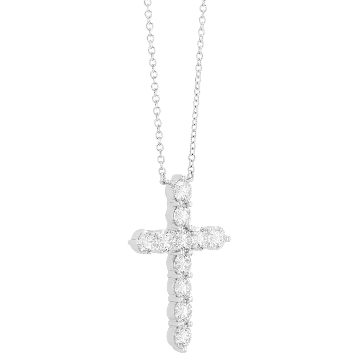 Kwiat Round Diamond Cross Pendant in Platinum, 16