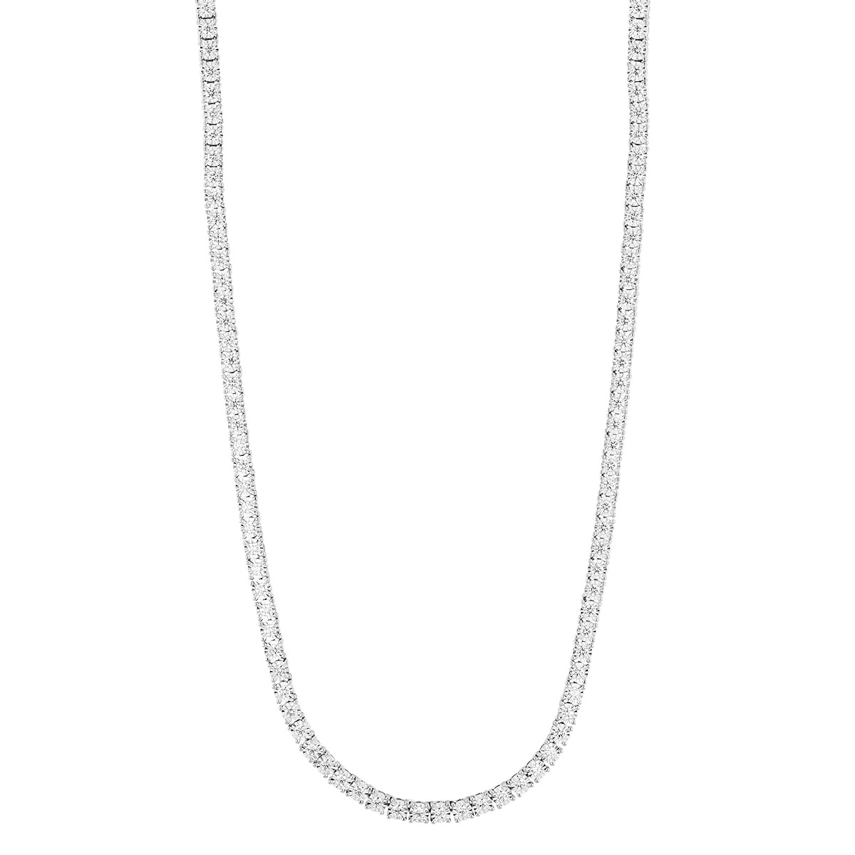 Kwiat Sunburst Round Diamond Tennis Necklace in White Gold, 16