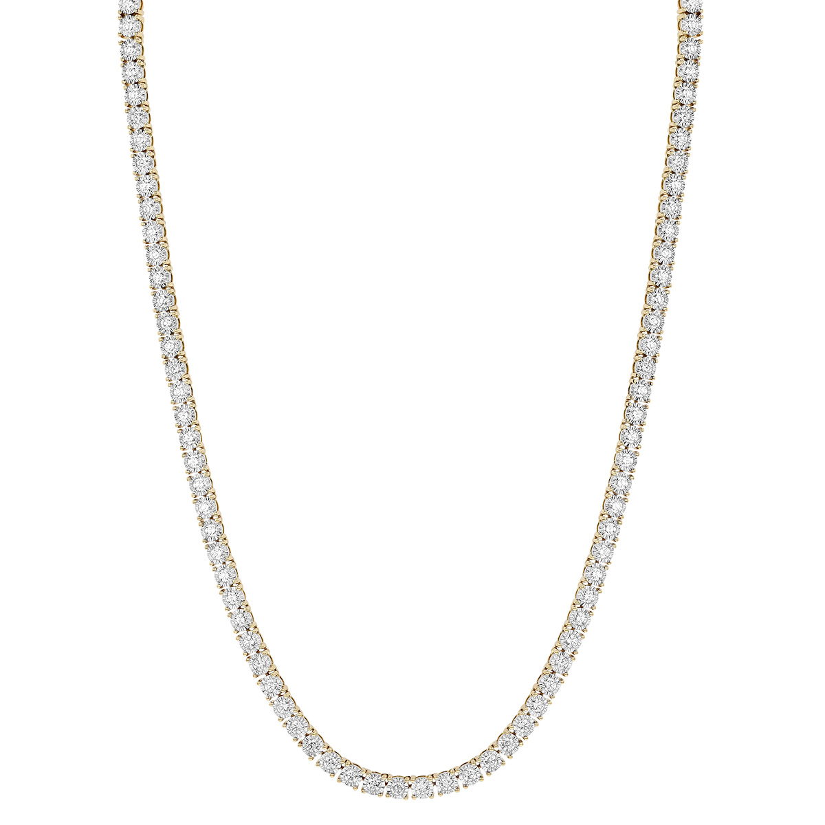 Kwiat Sunburst Round Diamond Tennis Necklace in Yellow Gold, 16