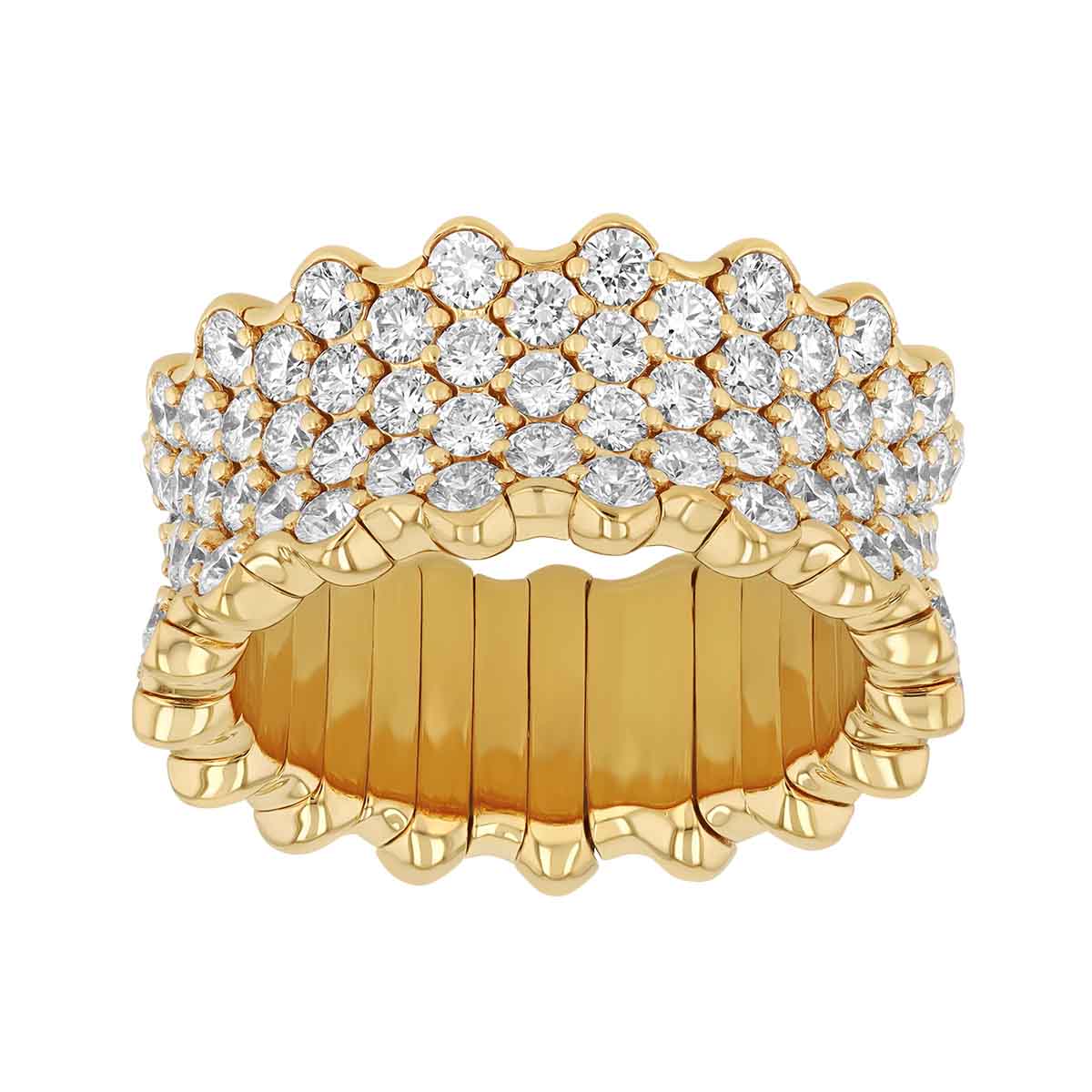 Zydo Collection Diamond Pavé Stretch Ring in Yellow Gold