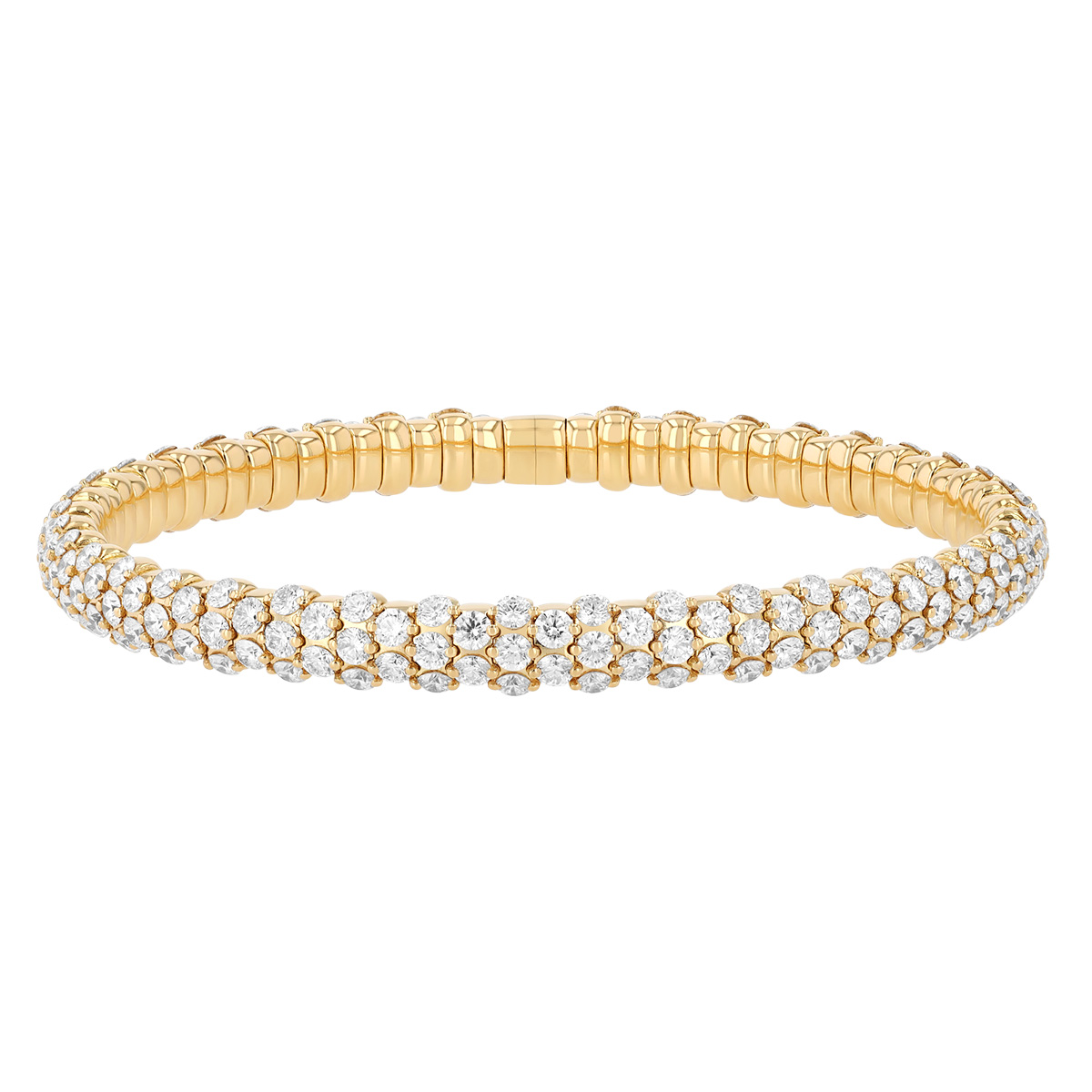 Zydo Collection Diamond Pave Rounded Stretch Bracelet in Yellow Gold