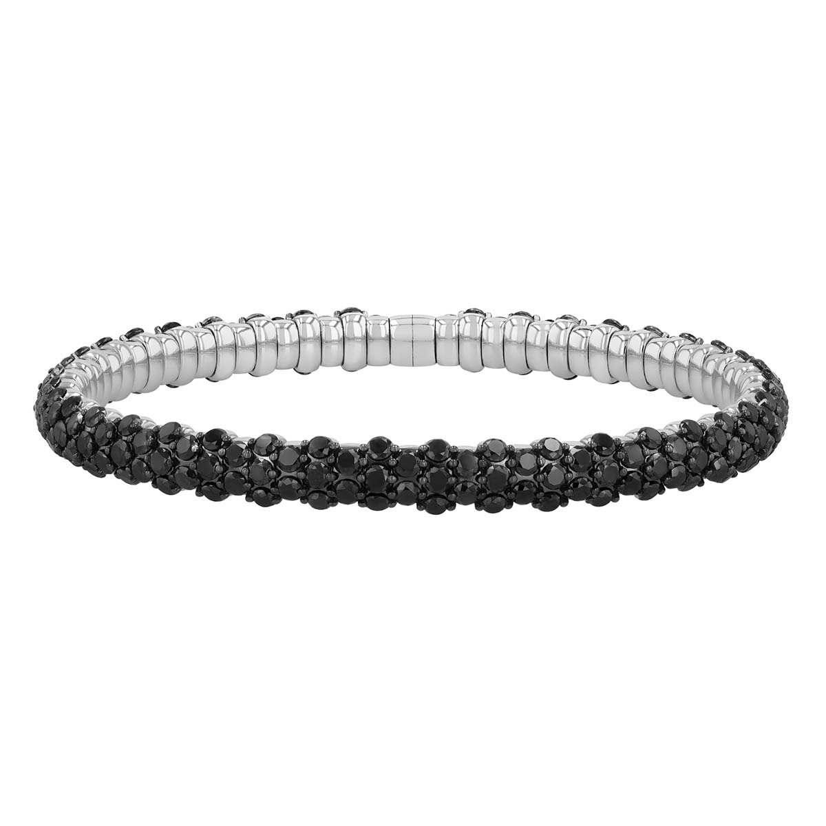 Zydo Collection Black Diamond Pavé Stretch Bracelet in Black Rhodium & White Gold, 8.88 cttw