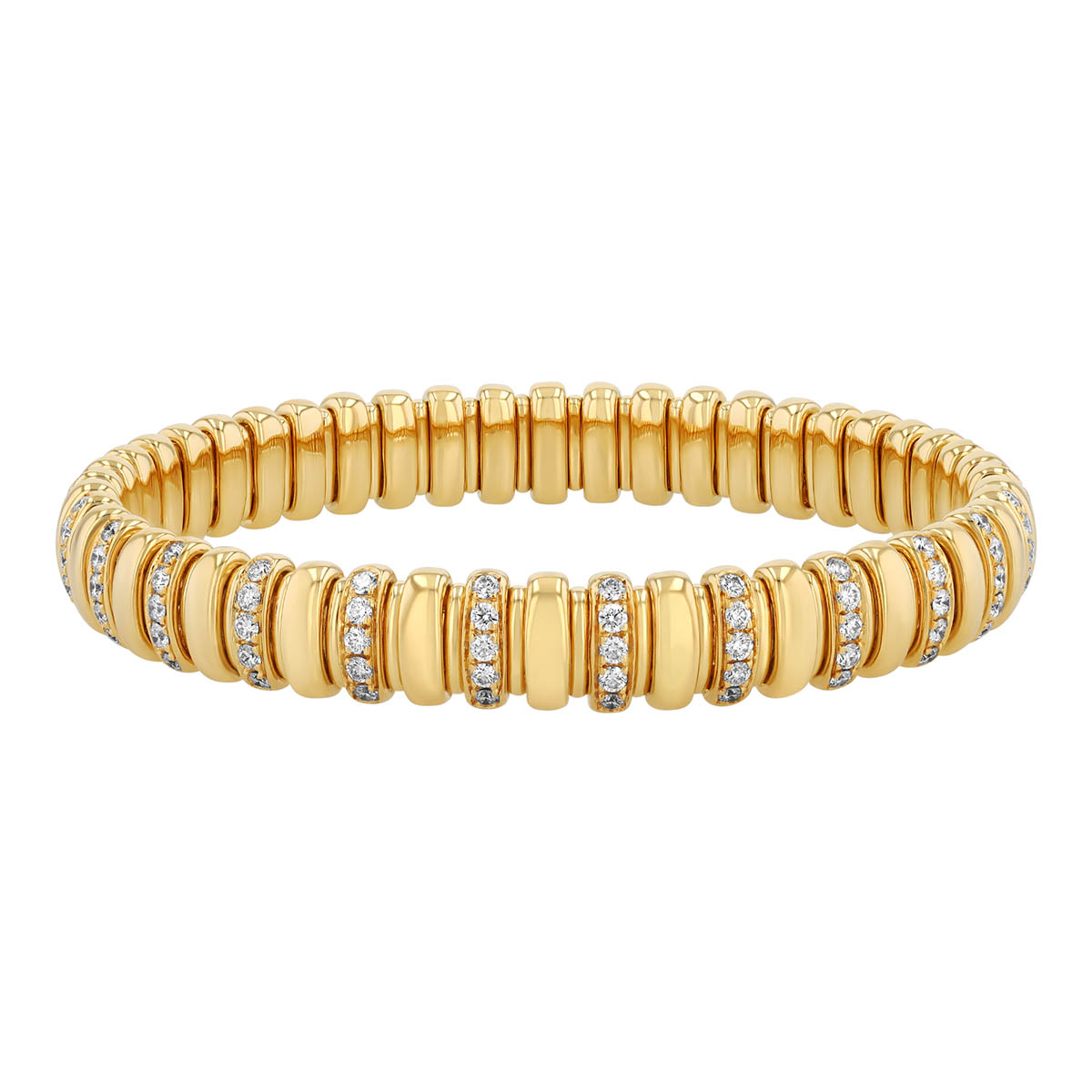 Zydo Collection Diamond & Yellow Gold Alternating Stretch Bracelet
