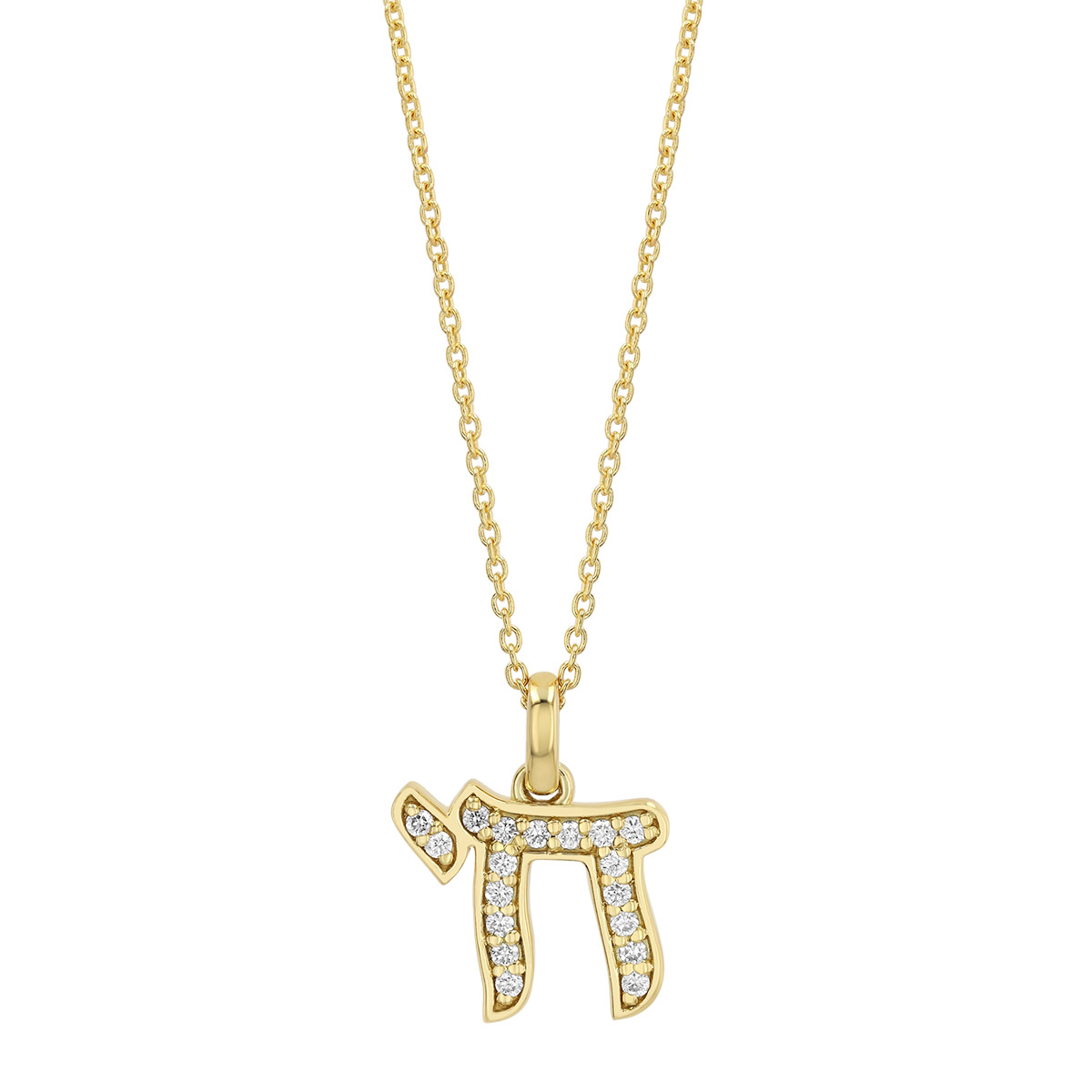 Roberto Coin Tiny Treasures Diamond Chai Pendant in Yellow Gold, 18
