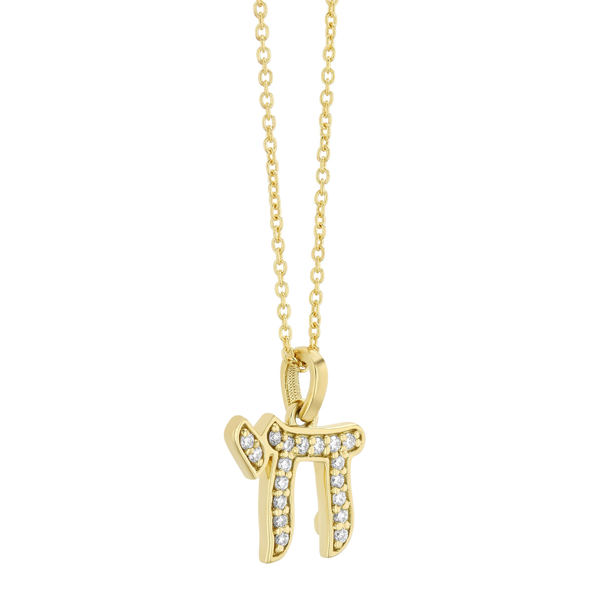Roberto Coin Tiny Treasures Diamond Chai Pendant in Yellow Gold, 18
