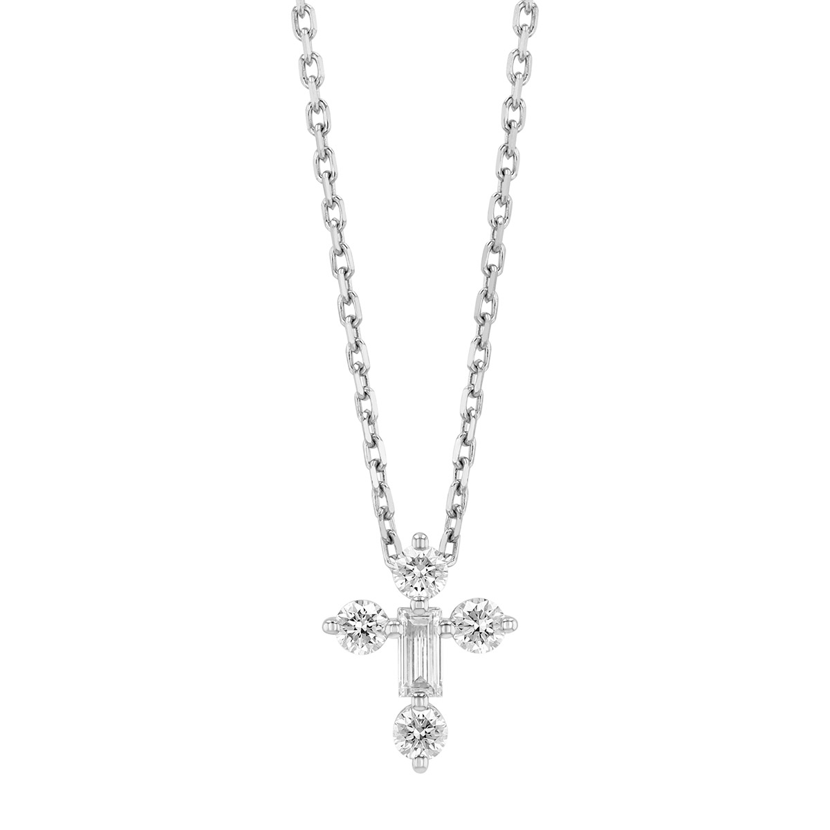 Roberto Coin Princess Mixed Shape Diamond Cross Pendant in White Gold, 18.75