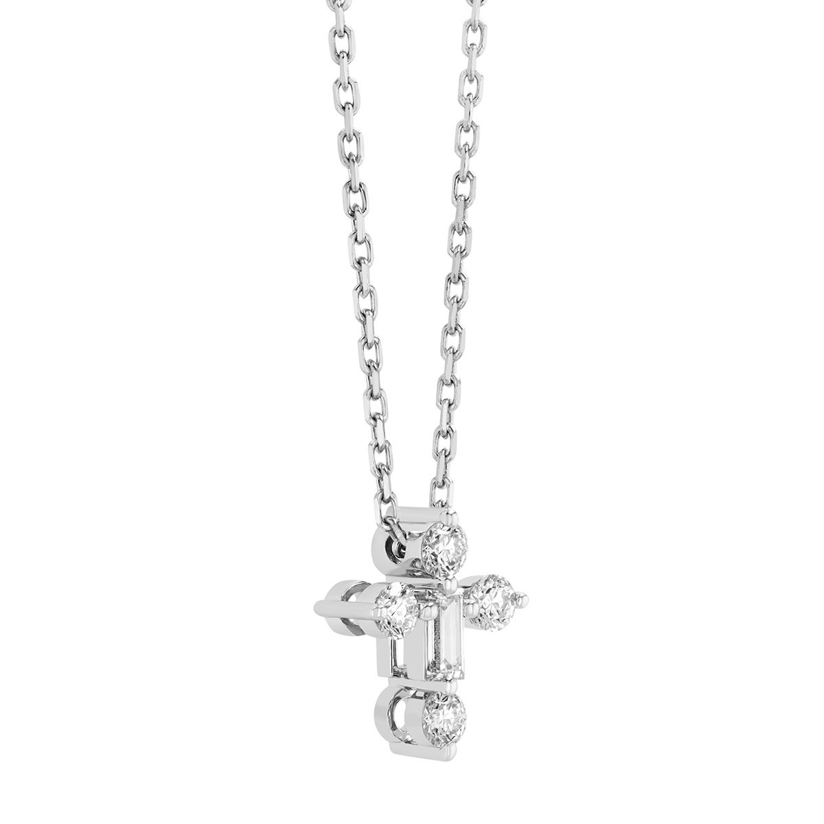 Roberto Coin Princess Mixed Shape Diamond Cross Pendant in White Gold, 18.75