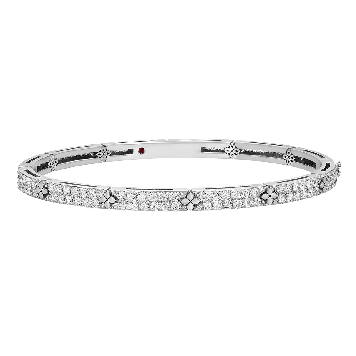 Roberto Coin Love in Verona Diamond Pavé & Flower Station Bangle Bracelet in White Gold
