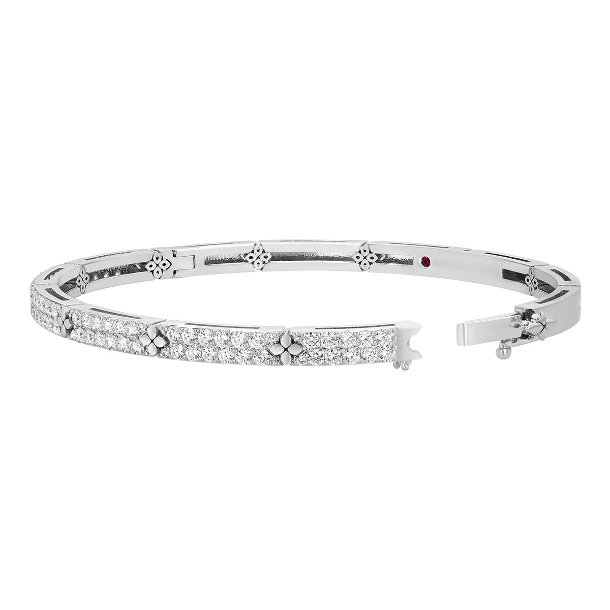 Roberto Coin Love in Verona Diamond Pavé & Flower Station Bangle Bracelet in White Gold