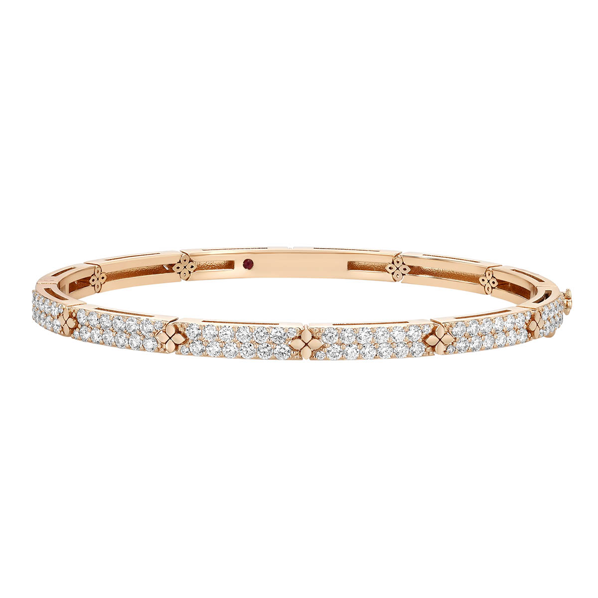 Roberto Coin Love in Verona Diamond Pavé & Flower Station Bangle Bracelet in Rose Gold