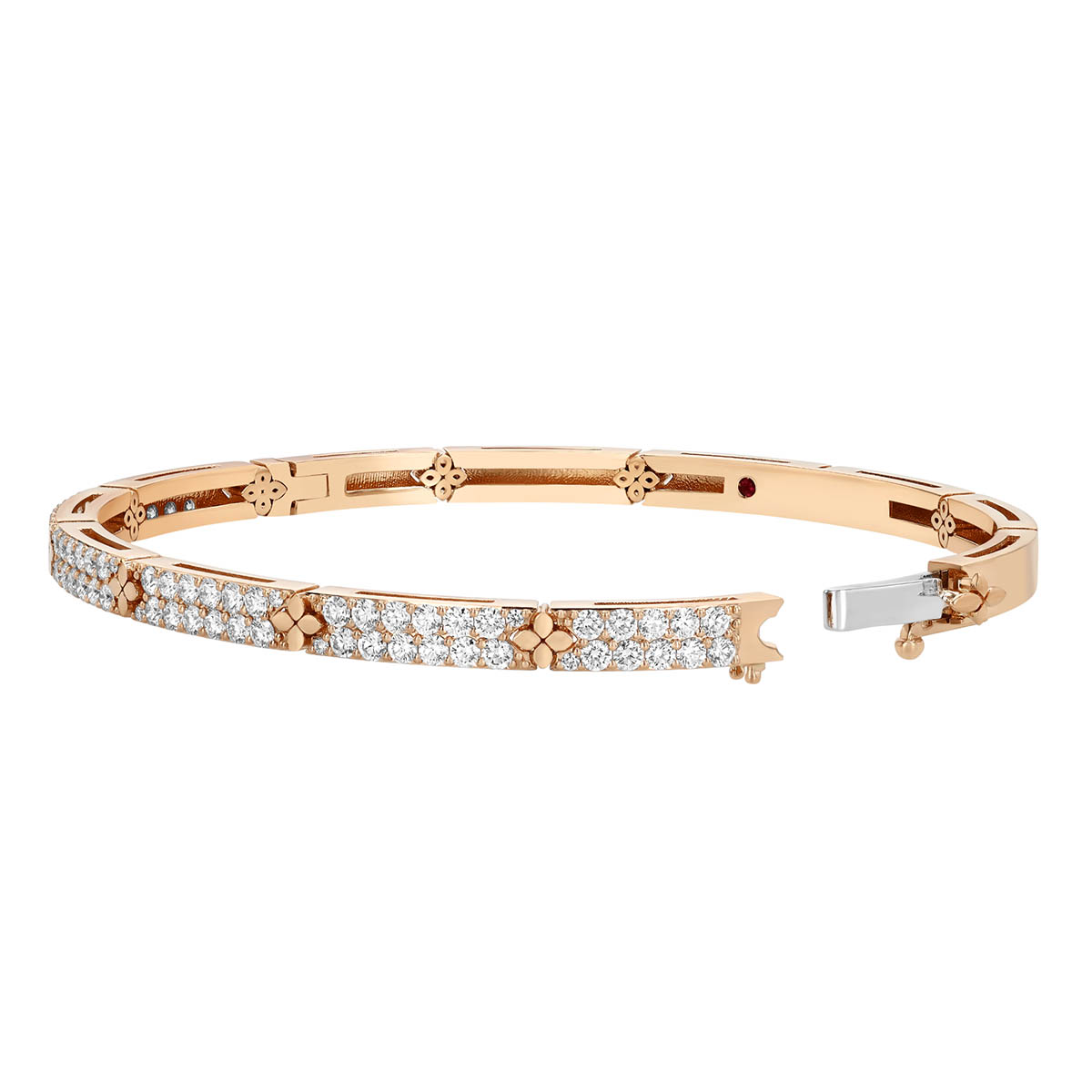 Roberto Coin Love in Verona Diamond Pavé & Flower Station Bangle Bracelet in Rose Gold