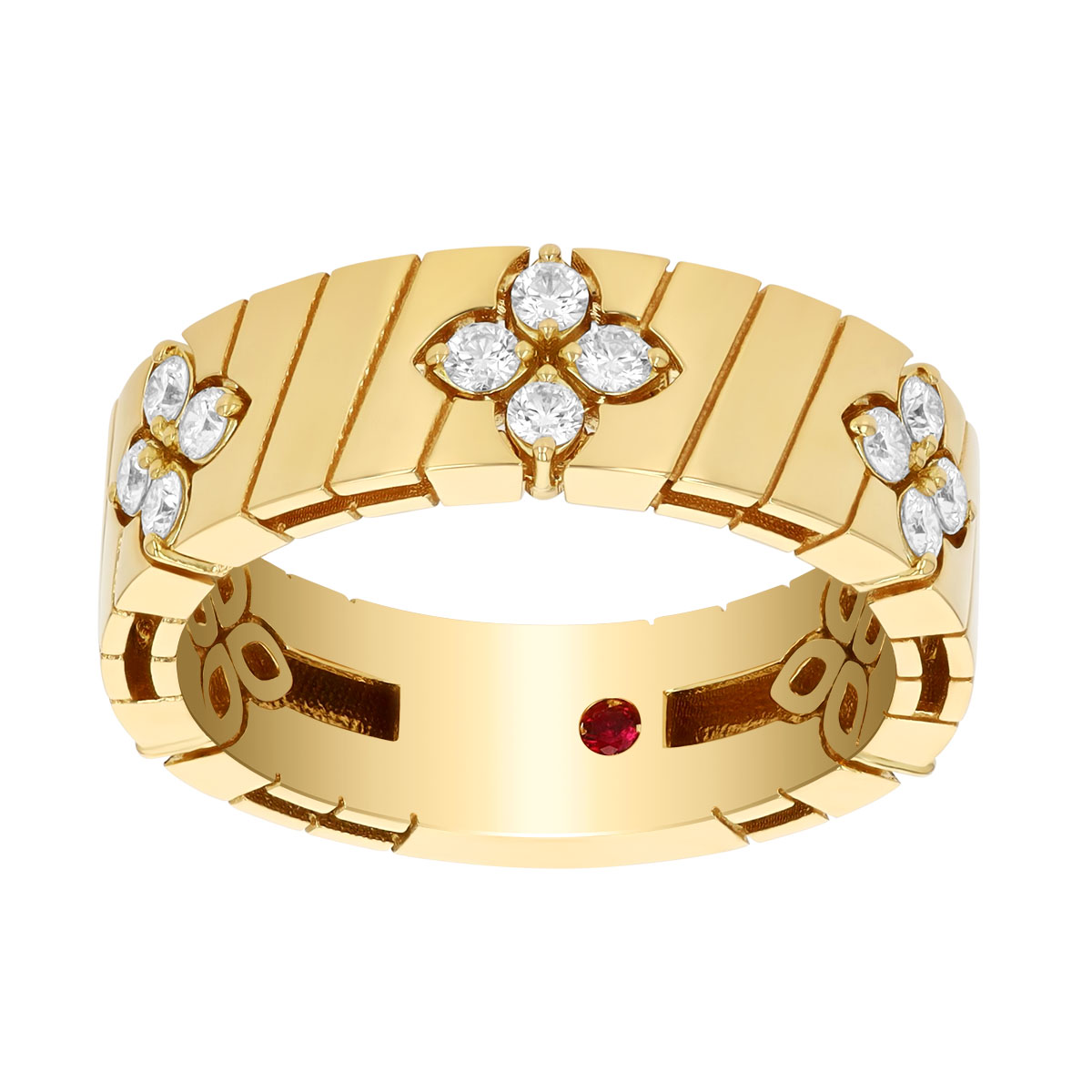 Roberto Coin Love in Verona Diamond Flower Station Ring in Yellow Gold