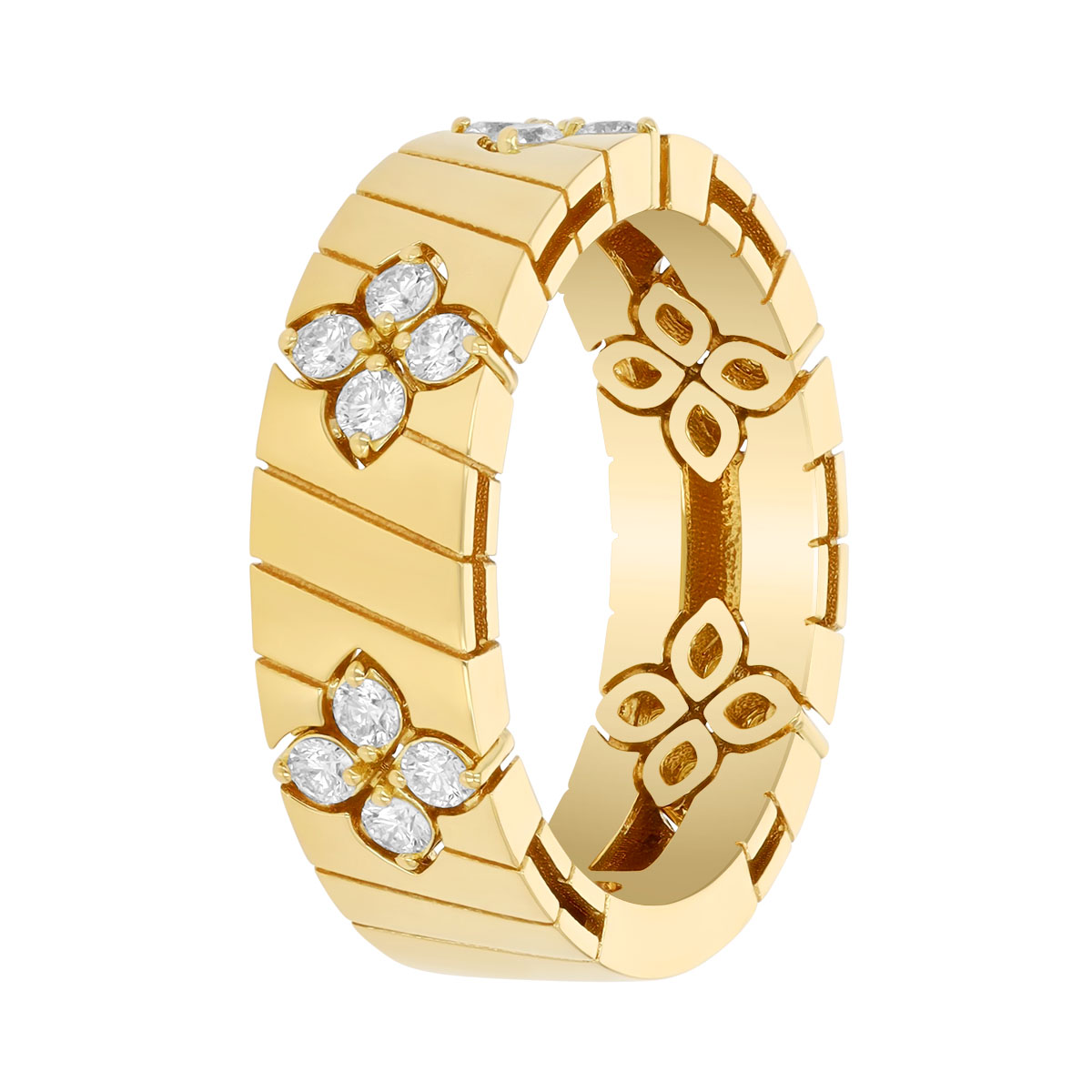 Roberto Coin Love in Verona Diamond Flower Station Ring in Yellow Gold