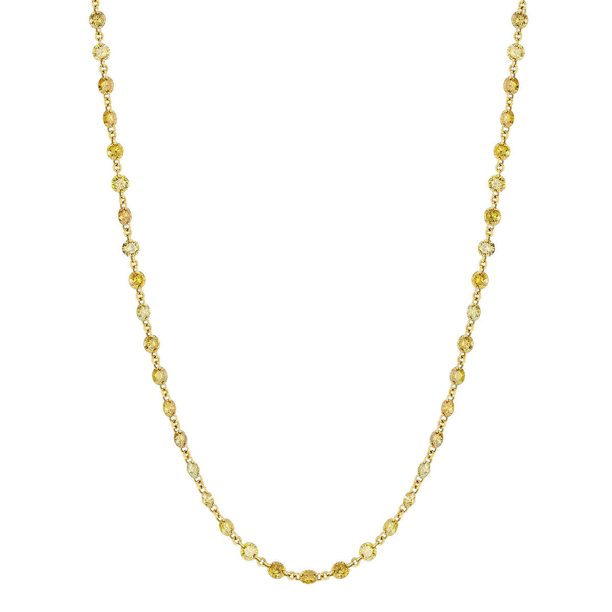 TARA Pearls Fancy Yellow Diamond Station Necklace in Yellow Gold, 26