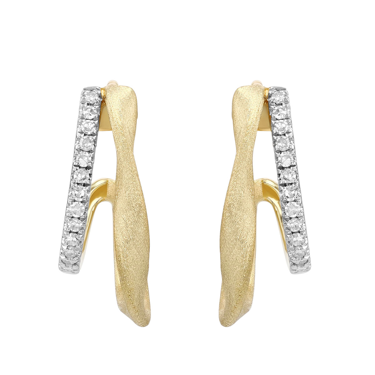 Diamond & Yellow Gold Double Hoop Earrings in Two Tone