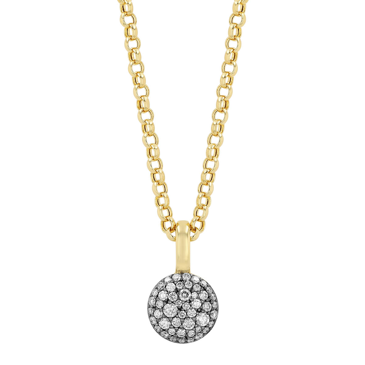 Phillips House Relevé Prima Diamond Pavé Circle Pendant in Black Rhodium & Yellow Gold, 18