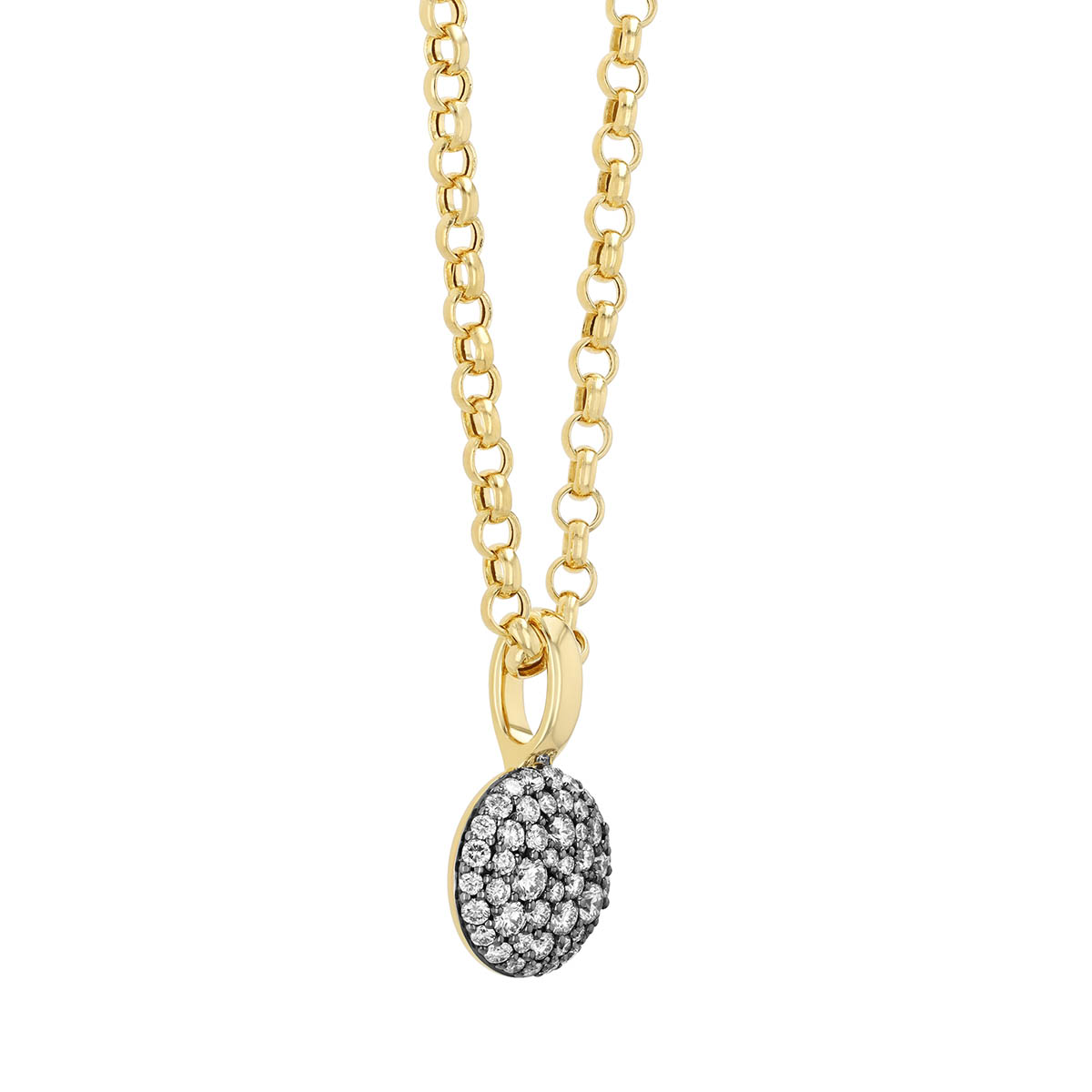 Phillips House Relevé Prima Diamond Pavé Circle Pendant in Black Rhodium & Yellow Gold, 18