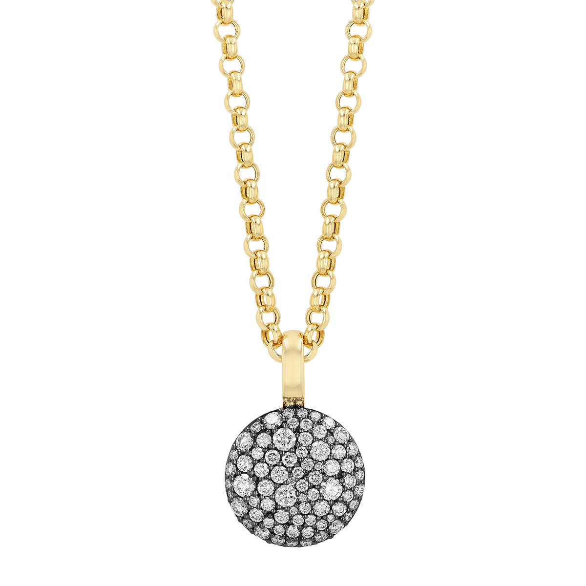 Phillips House Relevé Prima Diamond Pavé Circle Pendant in Black Rhodium & Yellow Gold, 18