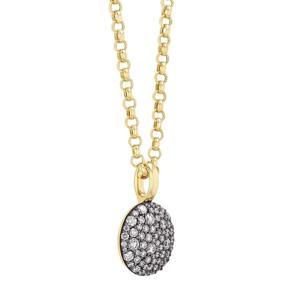Phillips House Relevé Prima Diamond Pavé Circle Pendant in Black Rhodium & Yellow Gold, 18