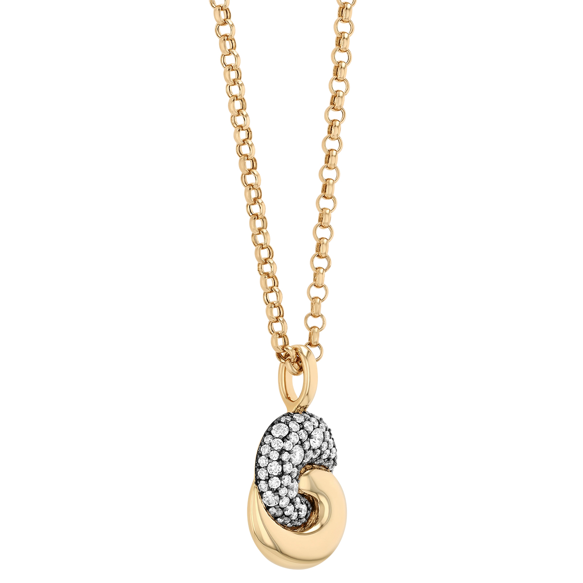 Phillips House Relevé Duet Diamond Pavé Swirl Medium Pendant in Black Rhodium & Yellow Gold, 18