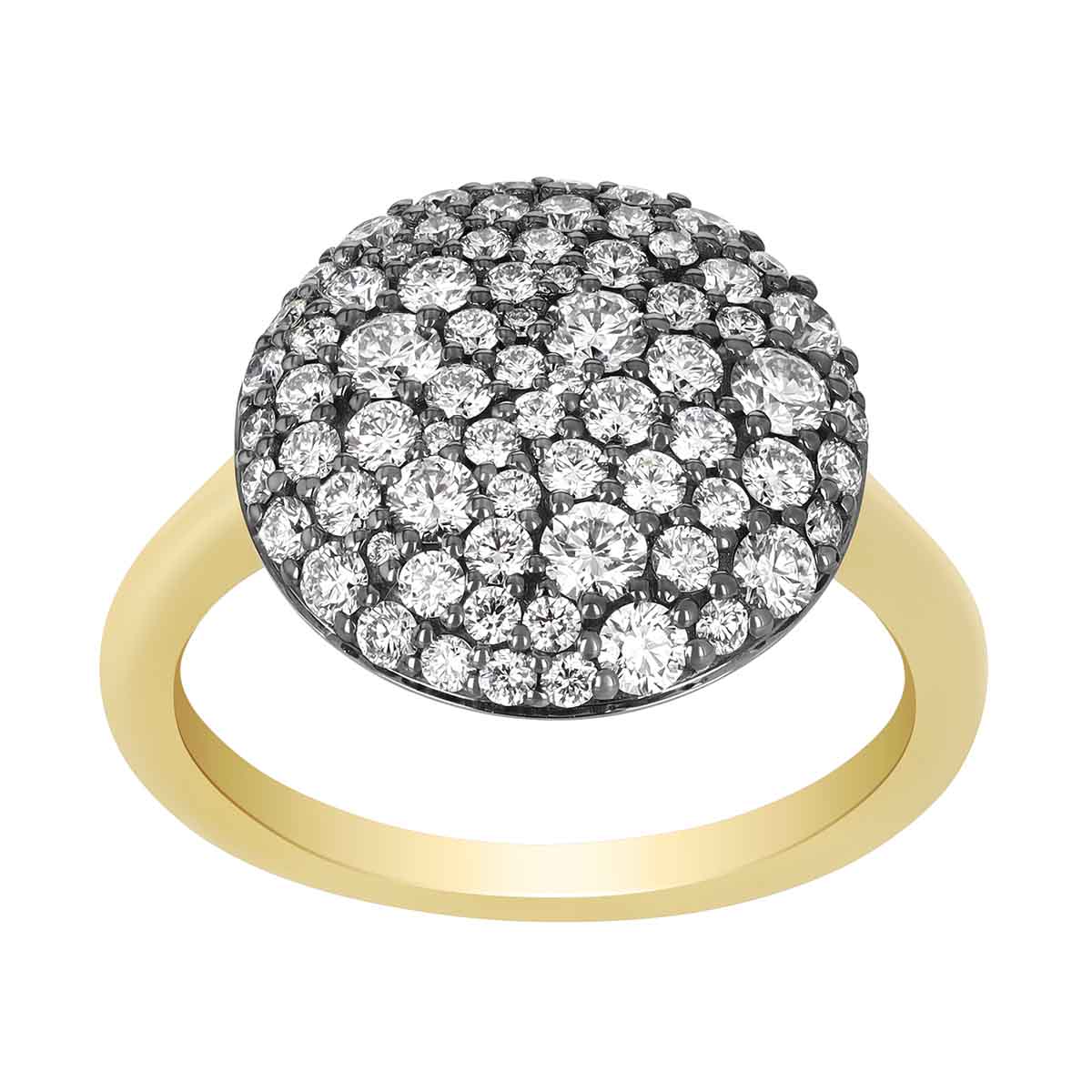 Phillips House Relevé Prima Diamond Pavé Circle Ring in Black Rhodium & Yellow Gold, Size 6