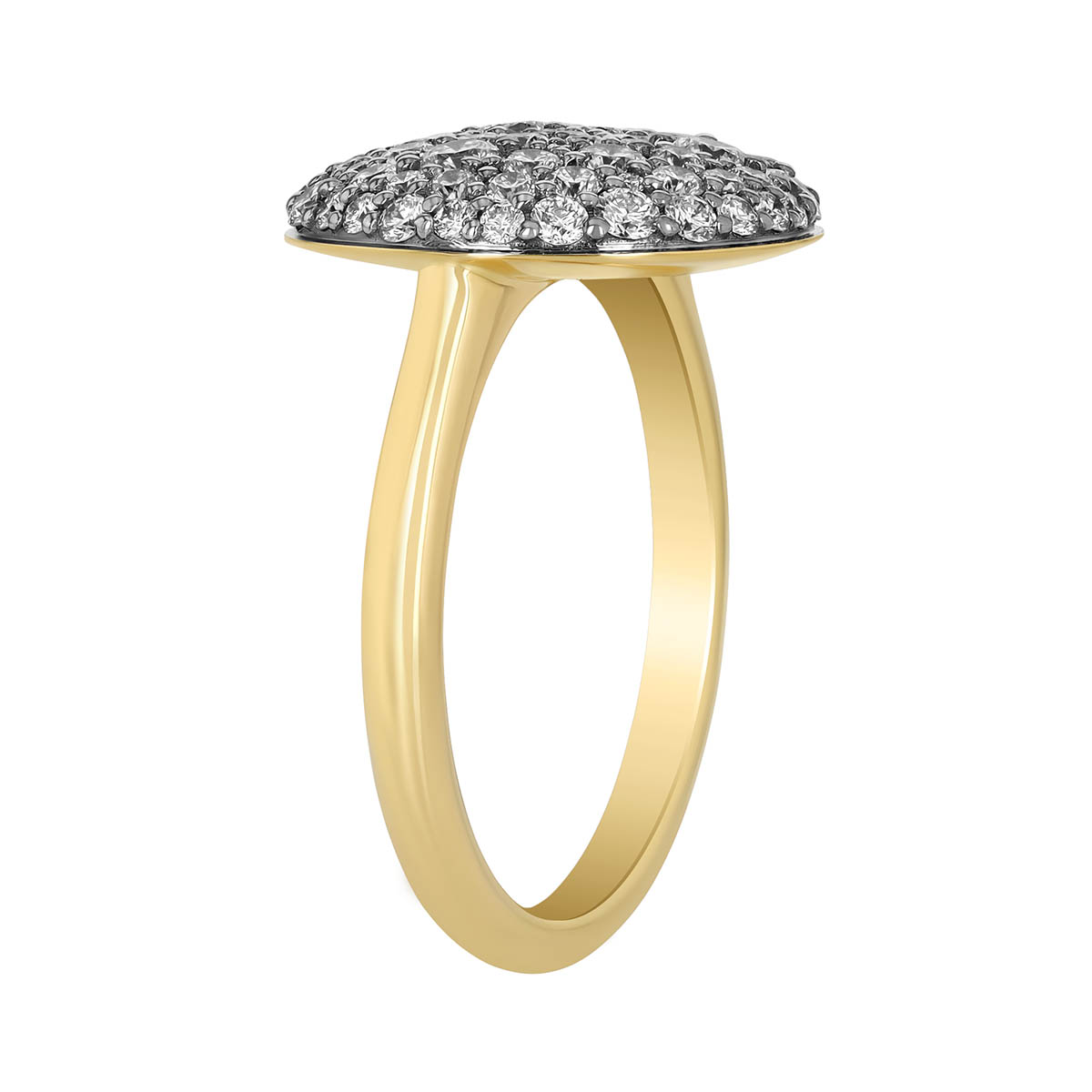 Phillips House Relevé Prima Diamond Pavé Circle Ring in Black Rhodium & Yellow Gold, Size 6