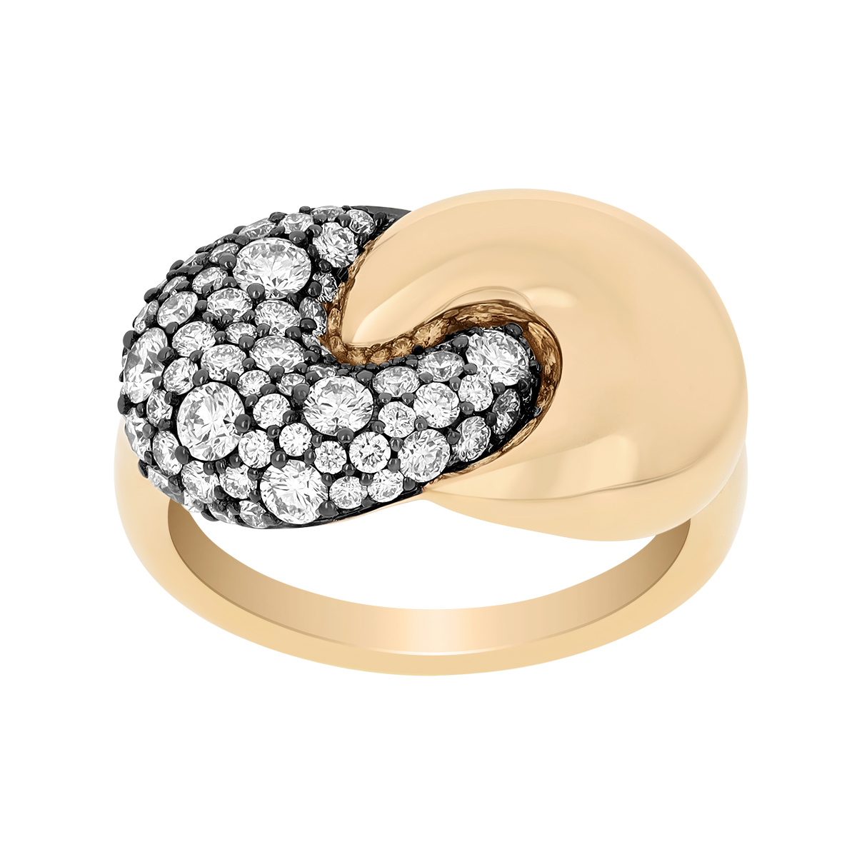 Phillips House Relevé Duet Diamond Pavé Swirl Small Drop Earrings in Black Rhodium & Yellow Gold