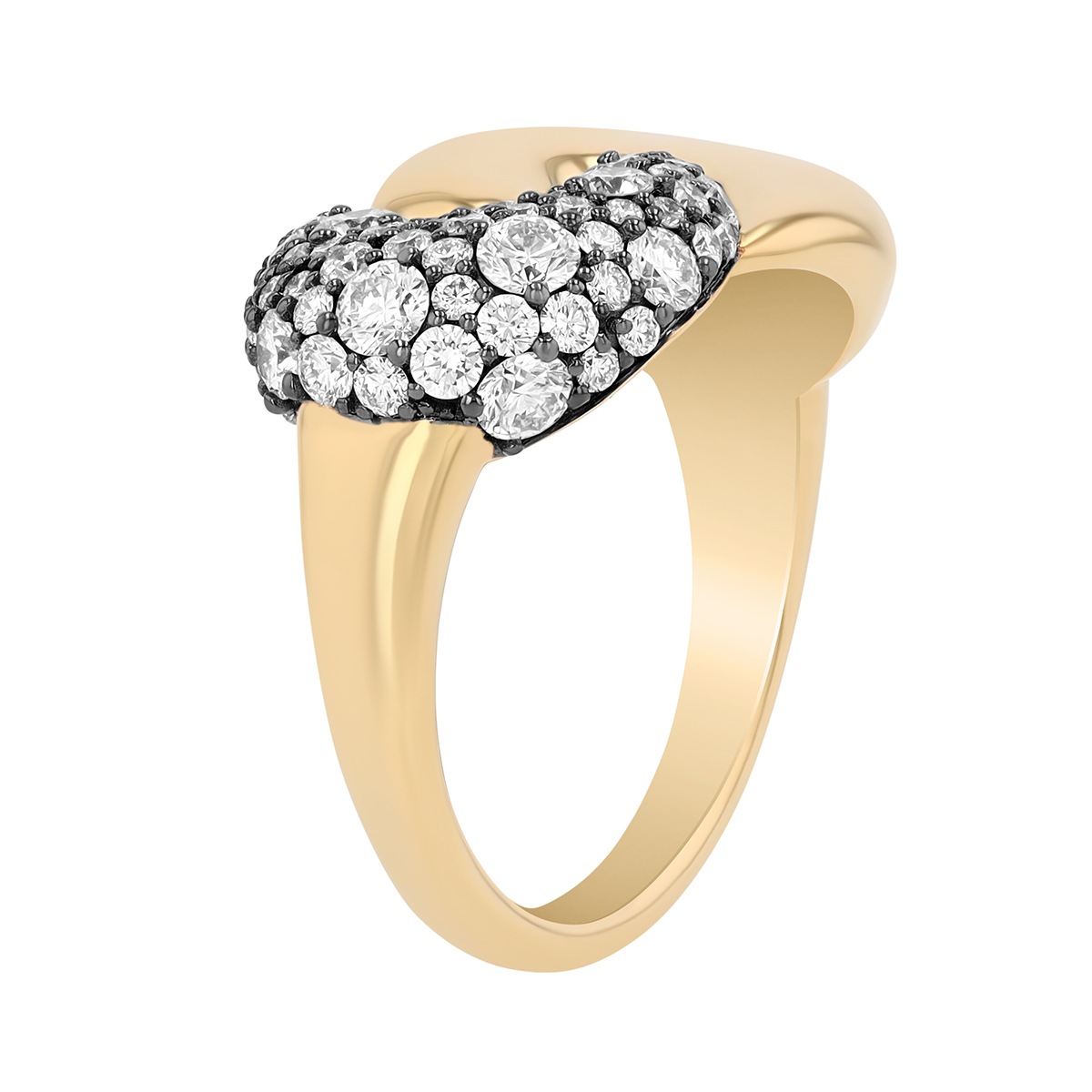 Phillips House Relevé Duet Diamond Pavé Swirl Ring in Black Rhodium & Yellow Gold, Size 5