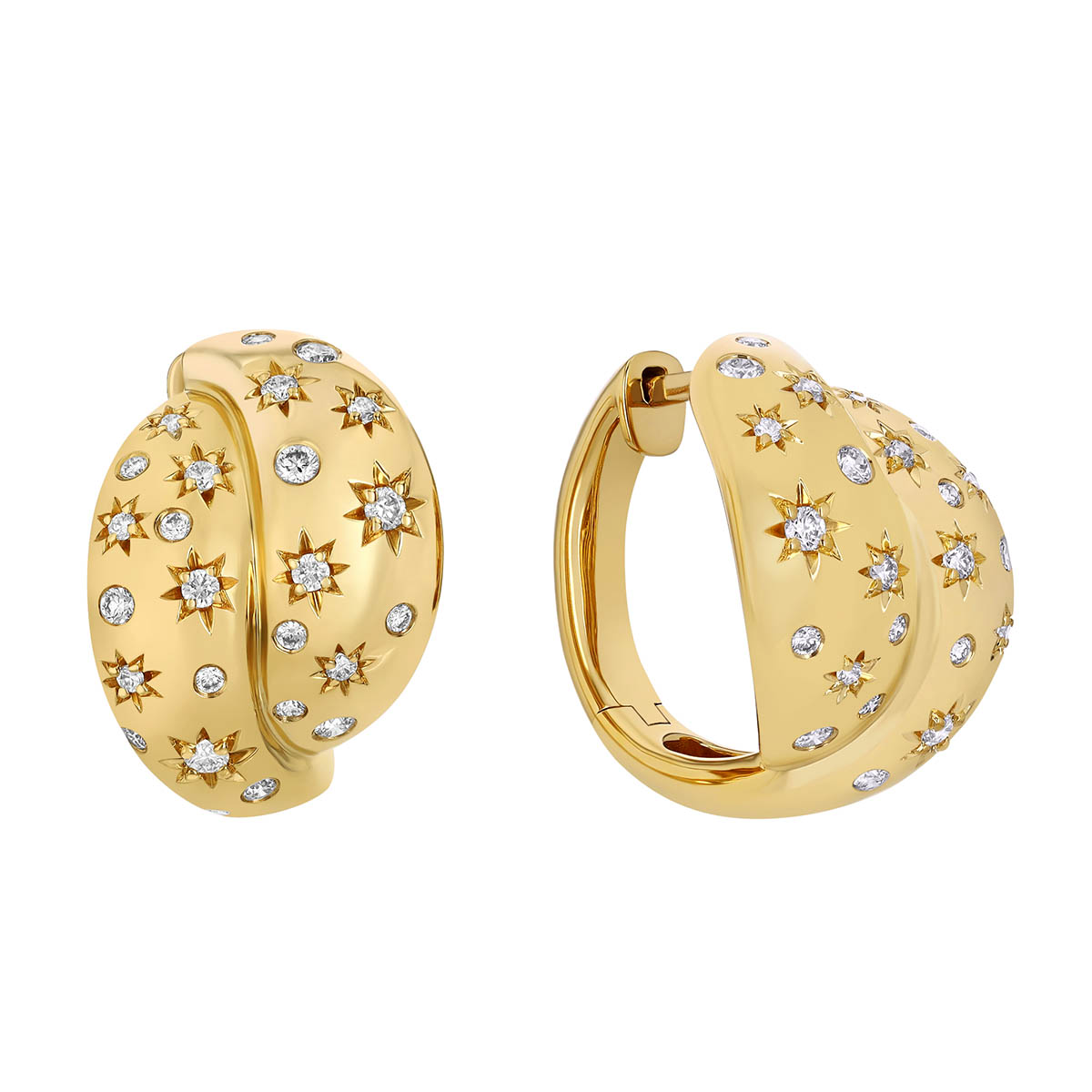 Phillips House Supernova Layered Celeste Diamond Hoop Earrings in Yellow Gold