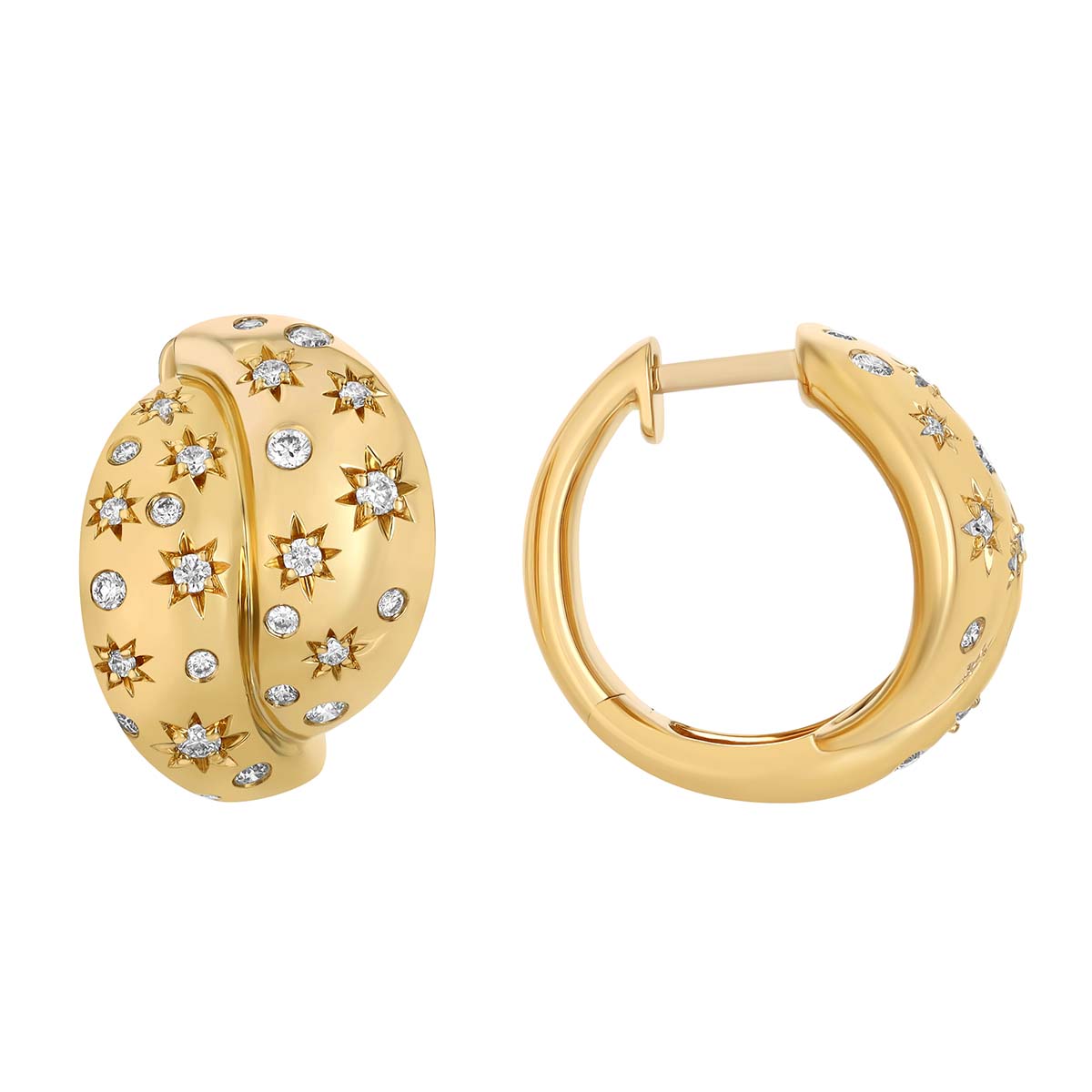 Phillips House Supernova Layered Celeste Diamond Hoop Earrings in Yellow Gold