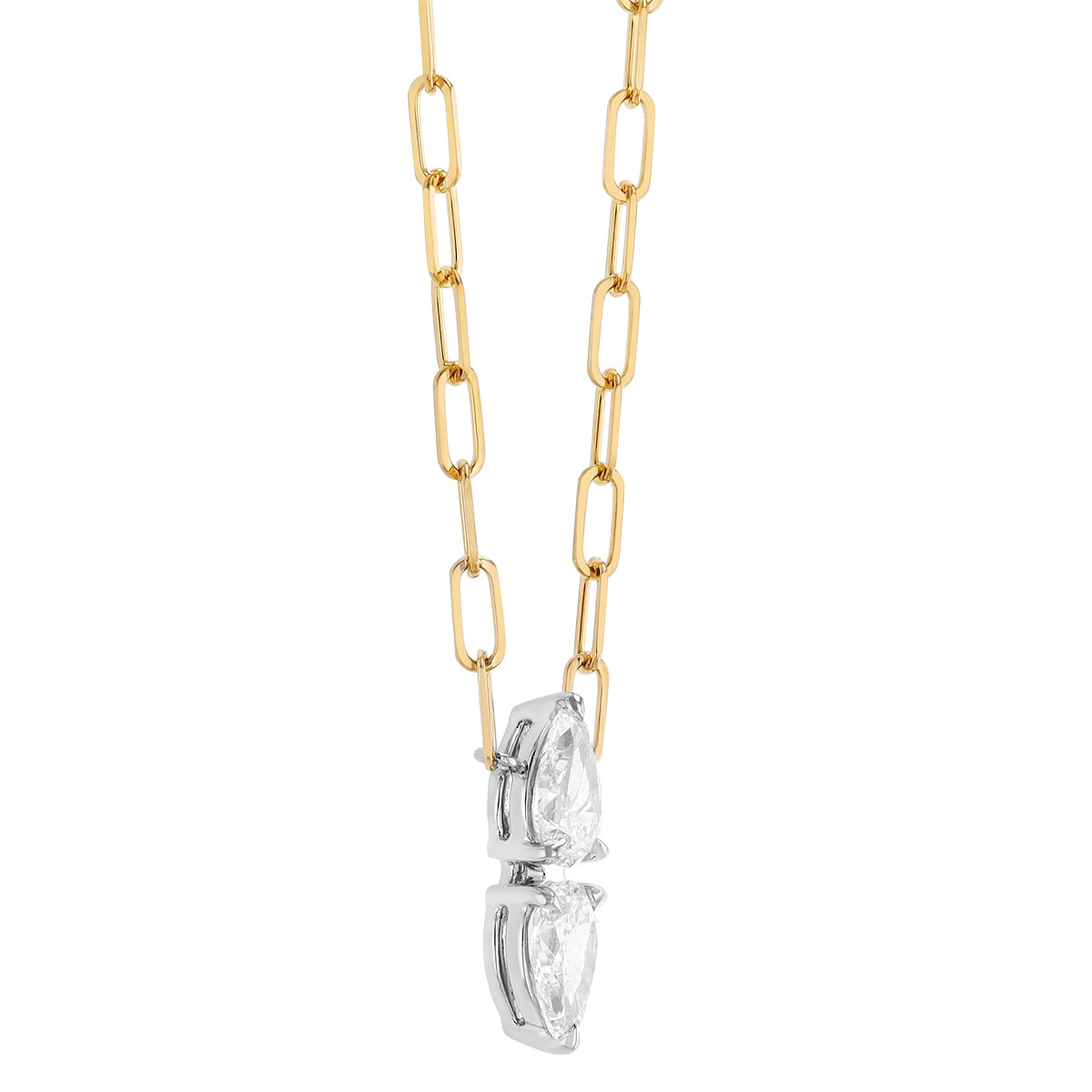 Phillips House One of One Pear Shape Diamond Duo Pendant in Platinum & Yellow Gold, 18