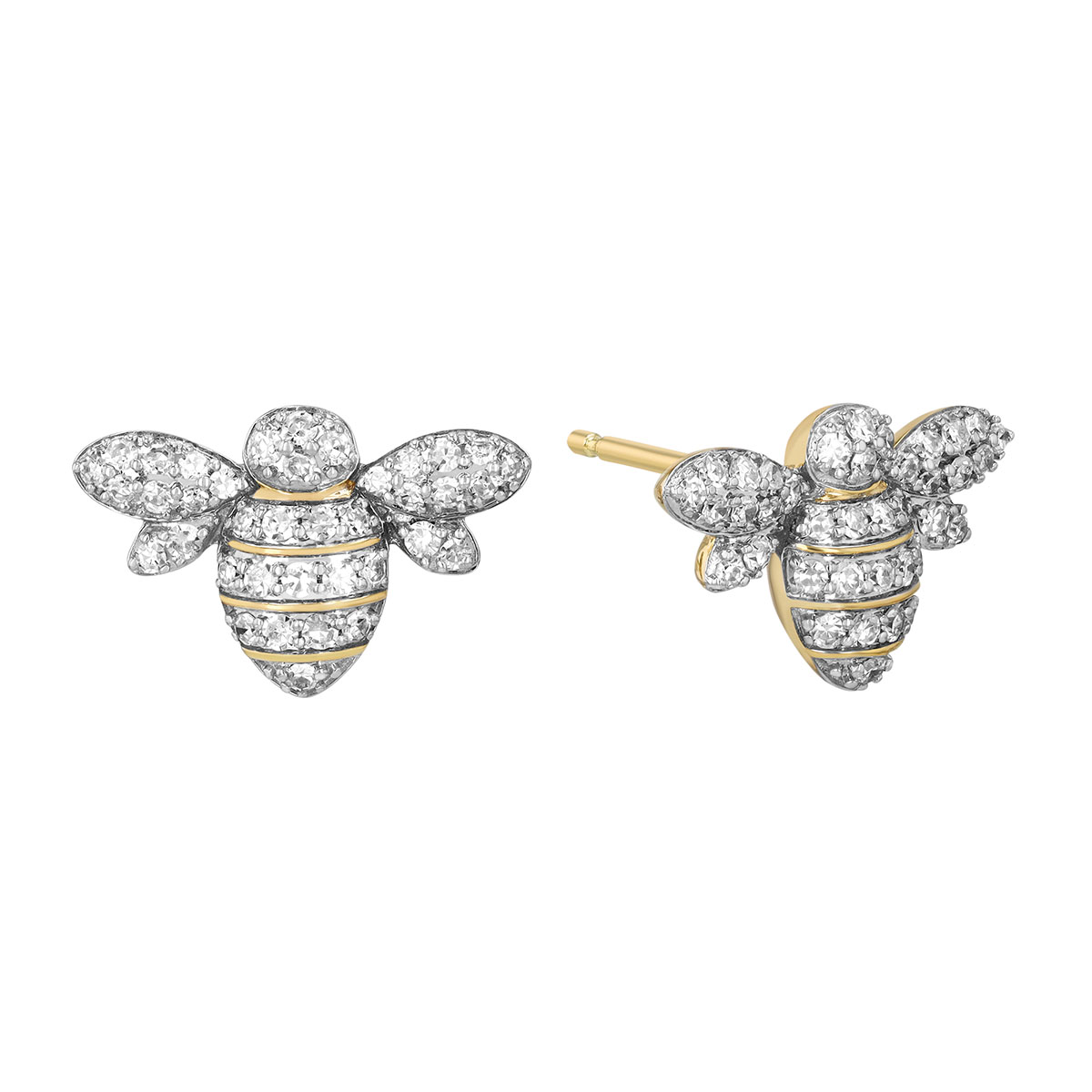 Phillips House Symphony Diamond Mini Bee Stud Earrings in Yellow Gold