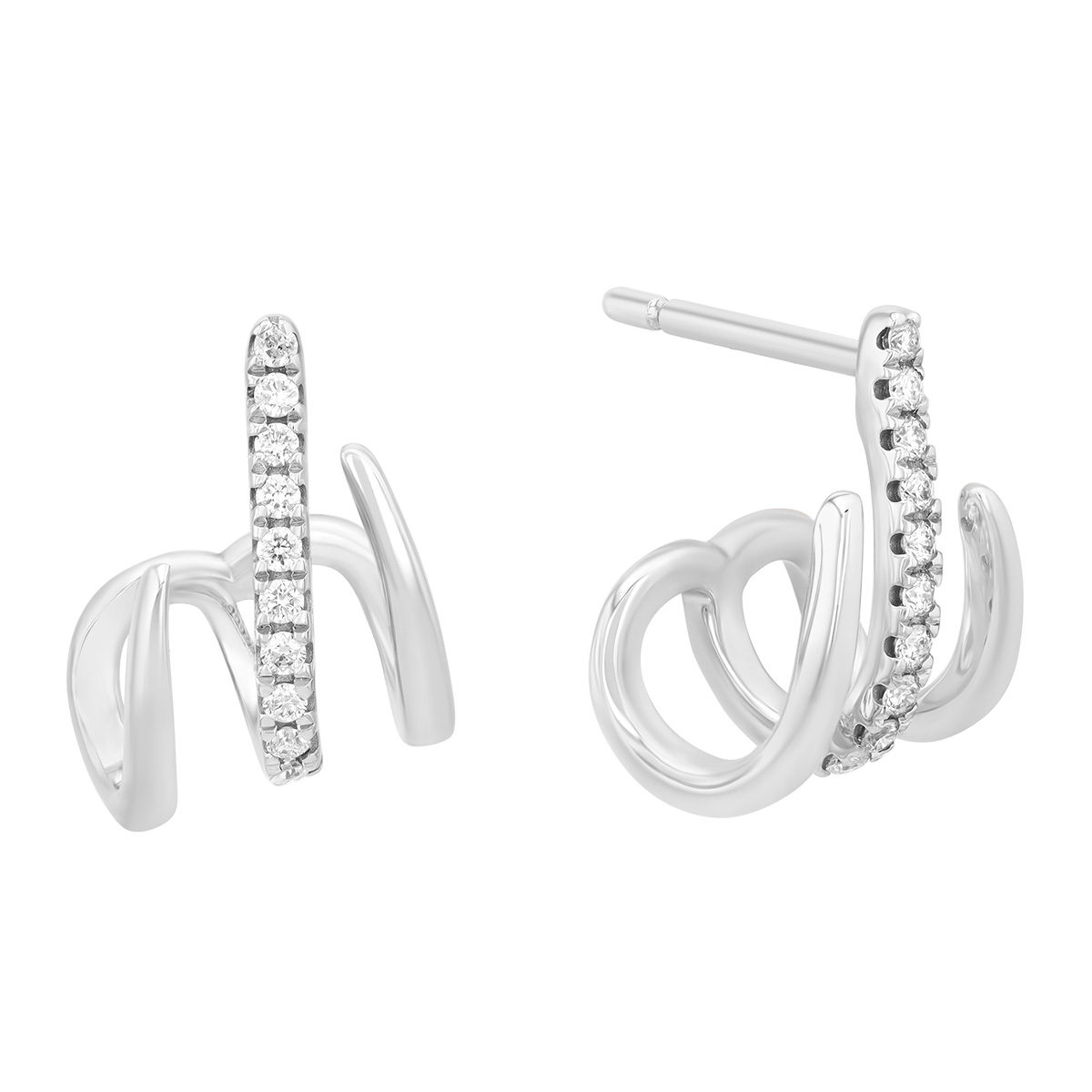 Diamond & White Gold Triple Cuff Earrings