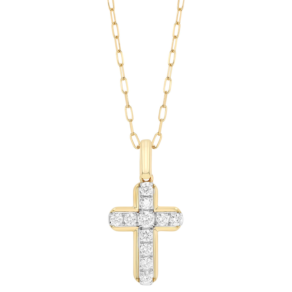 Frederic Sage Diamond Cross Pendant in Two Tone, 18
