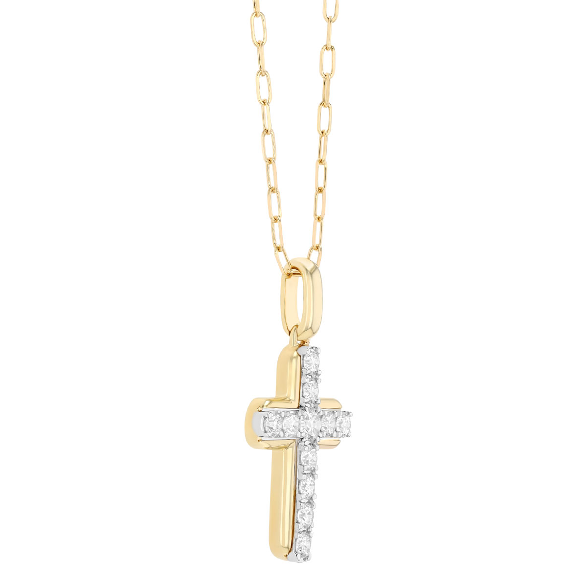 Frederic Sage Diamond Cross Pendant in Two Tone, 18