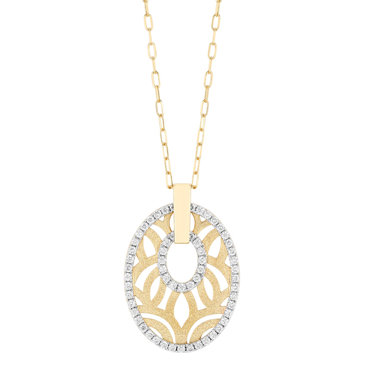 Frederic Sage Bellagio Diamond Oval Pendant in Yellow Gold, 18
